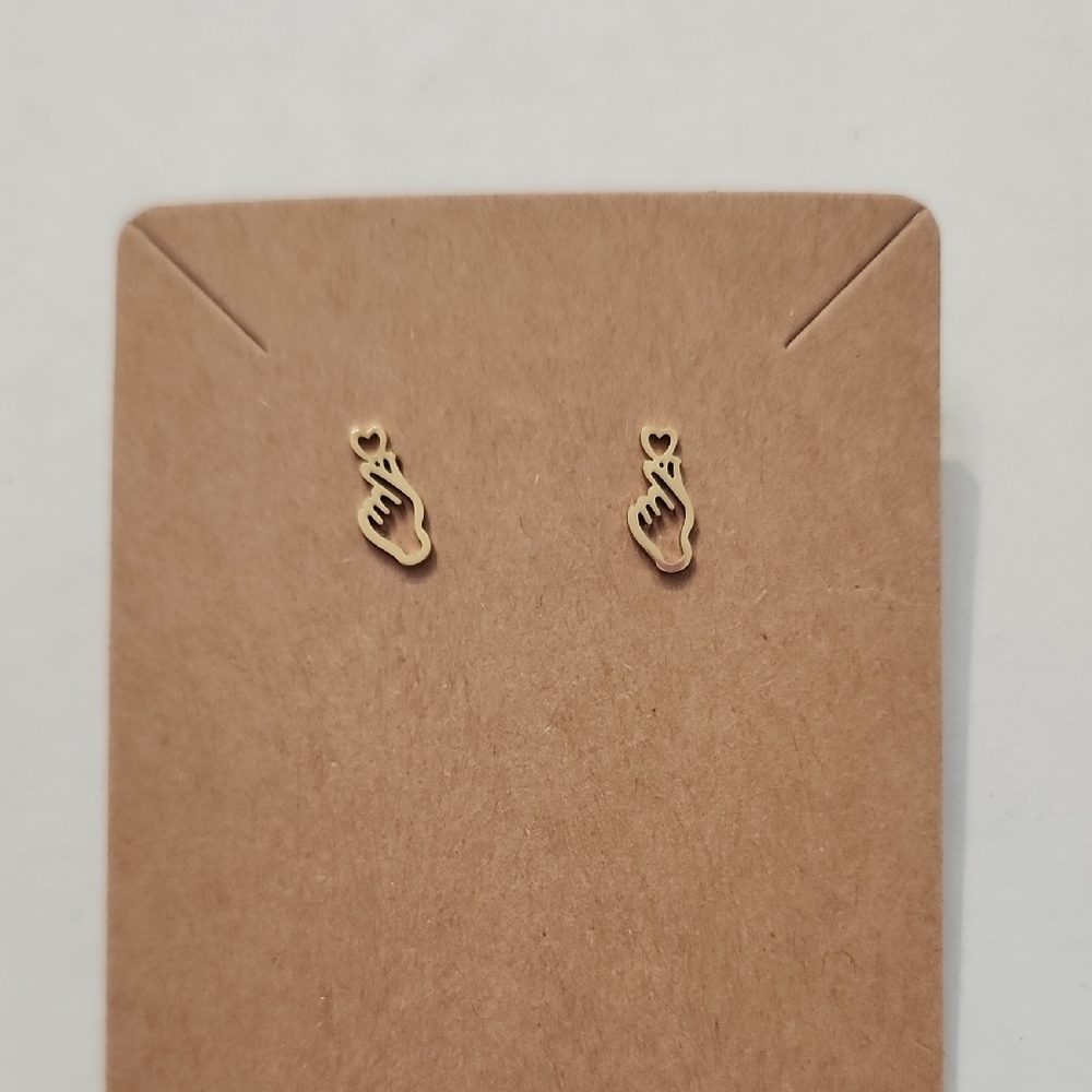 Gold Stainless Steel Hand Gesture Earrings NWOT